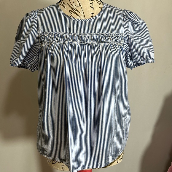 J. Crew Blue and White Striped Blouse Petite Small. 100%Cotton - Picture 1 of 6